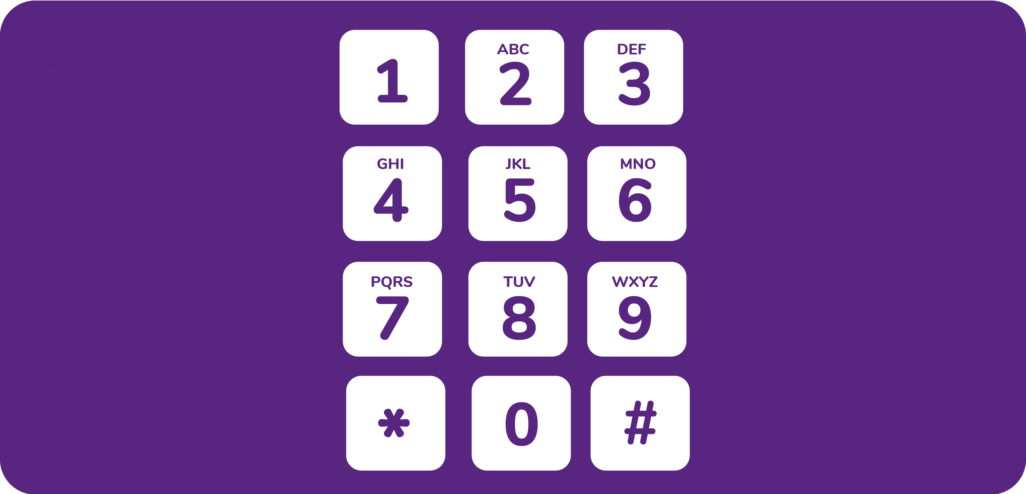 White telephone number keys on purple background