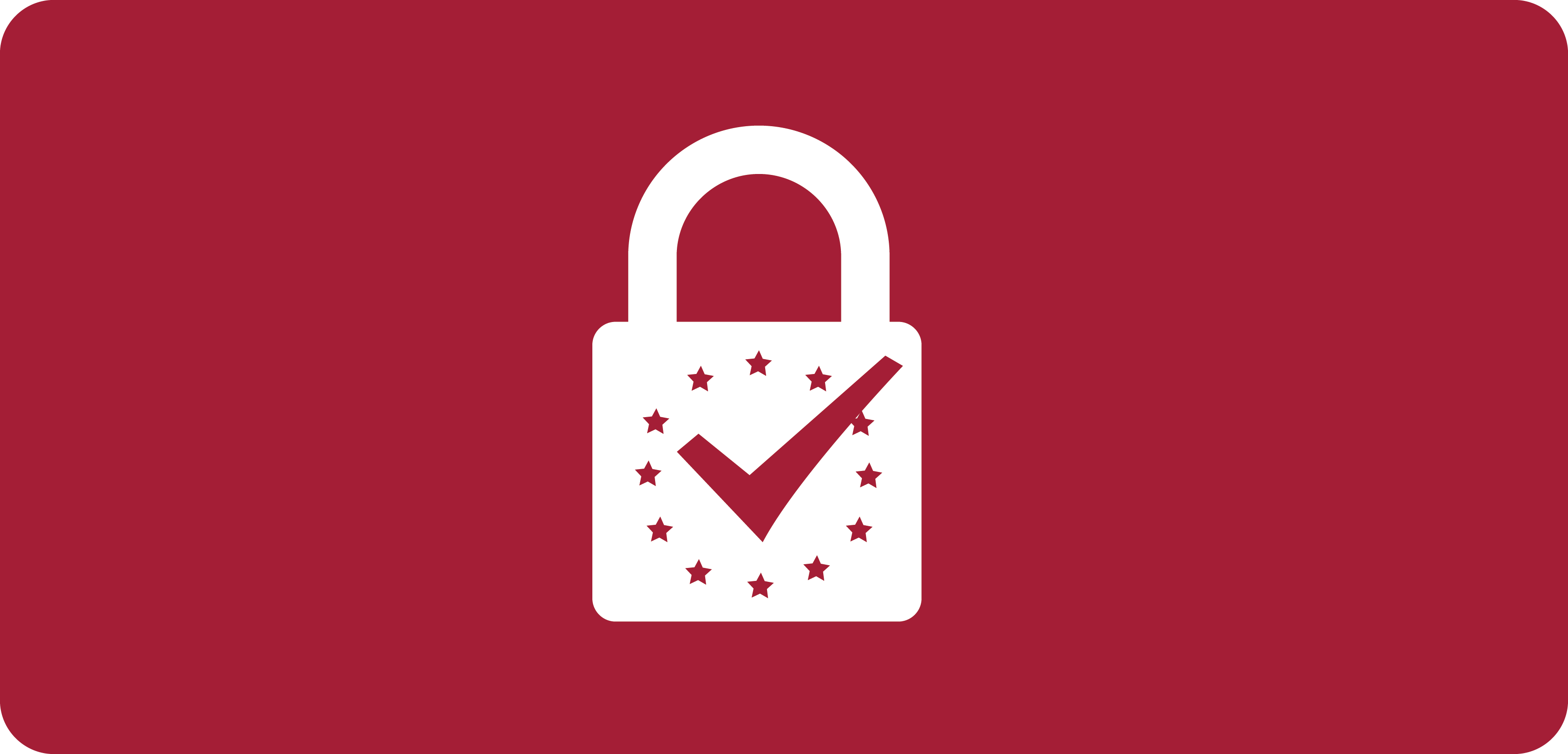 White padlock icon on red background