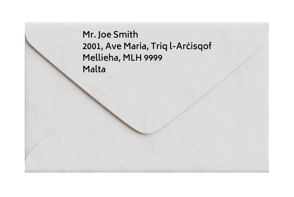 Back of an addressed envelope