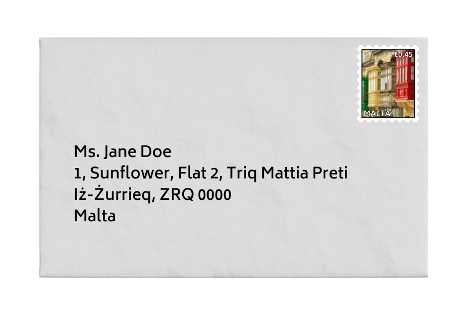 Front of an addressed envelope