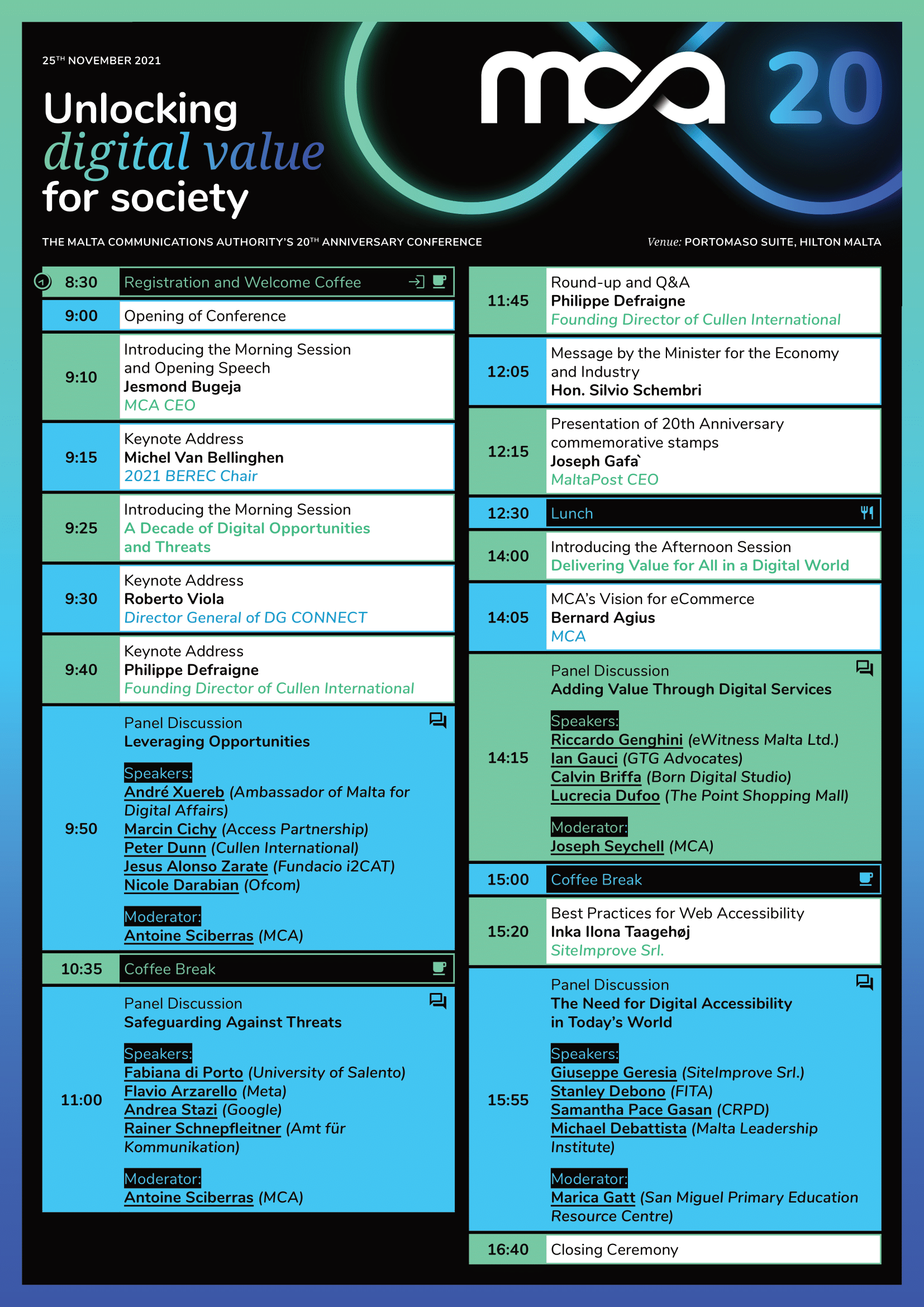 MCA20 Conference Agenda