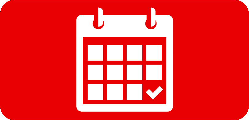 White calendar icon on red background